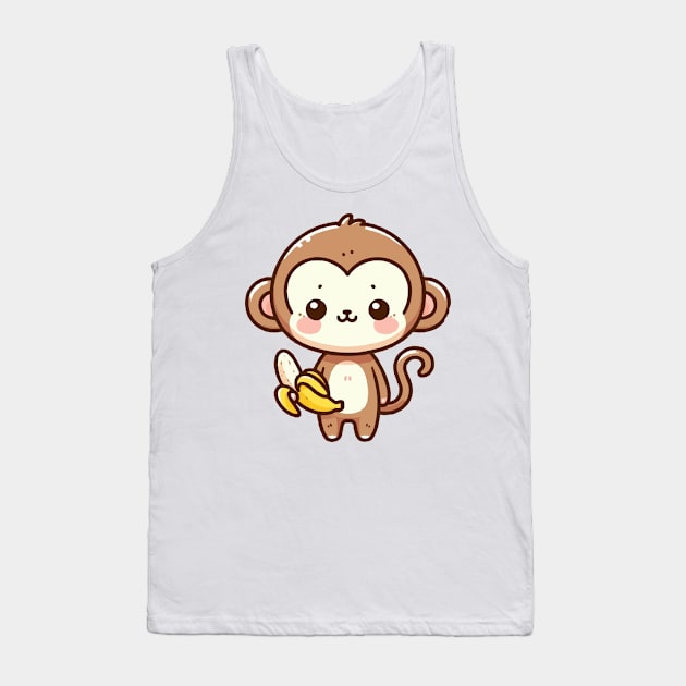 cute cartoon baby monkey carrying banana Tank Top by fikriamrullah